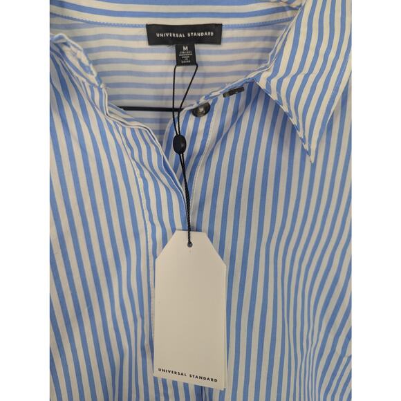 NWT Universal Standard Blue White Striped Elbe Stretch Classic Fit Poplin Shirt - Picture 5 of 8